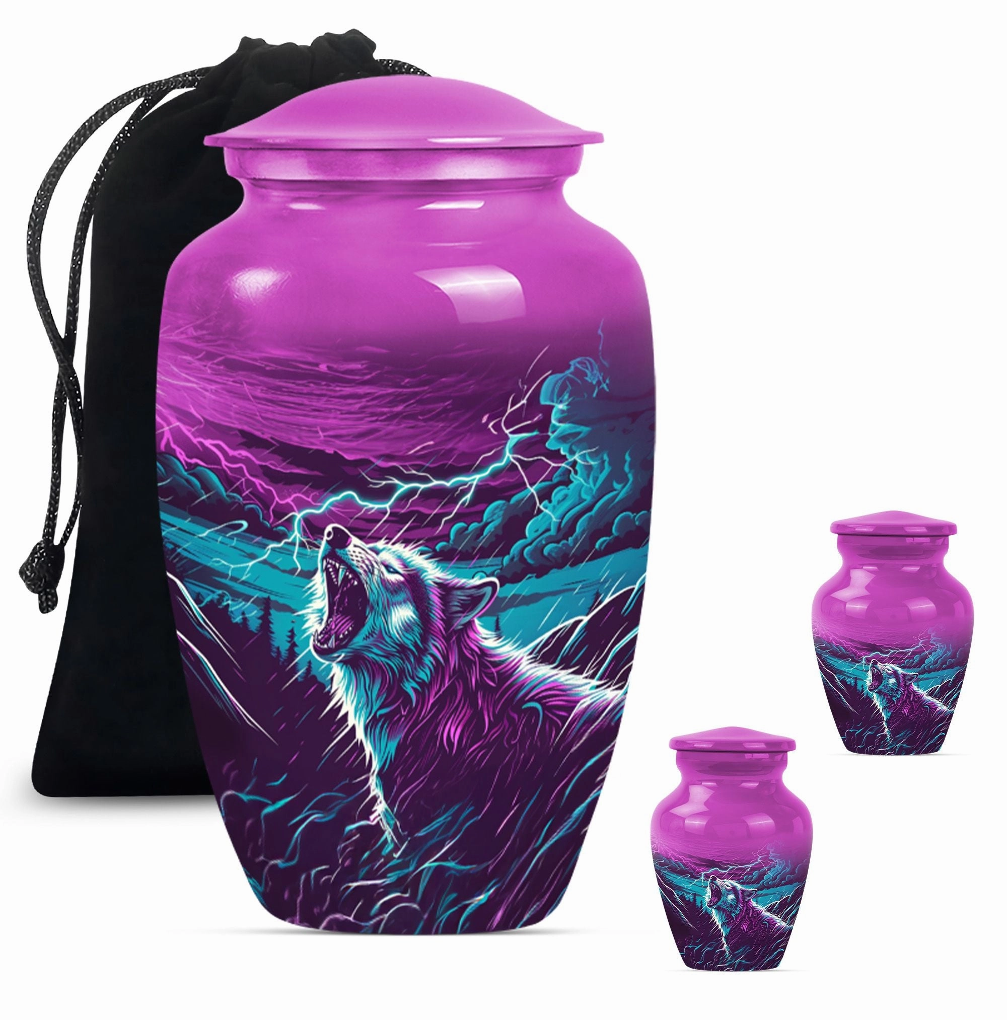 Solemn Serenity Wolf Urn - Cremation Urn with Timeless Elegance