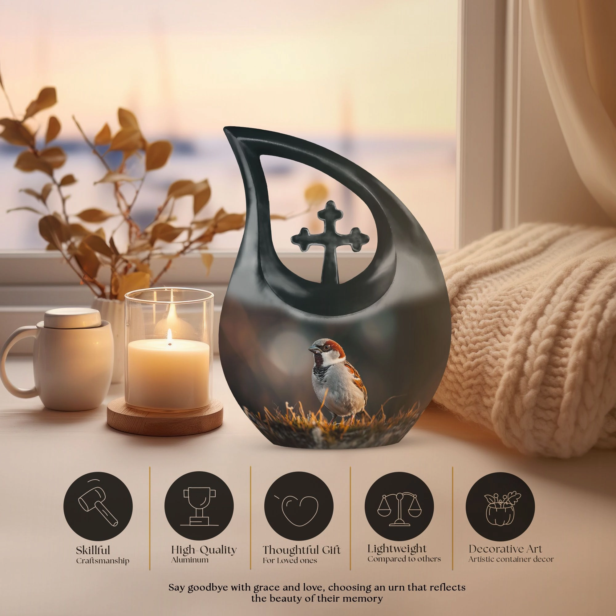 Sparrow Urn: Cremation Urn For Ashes For Adults