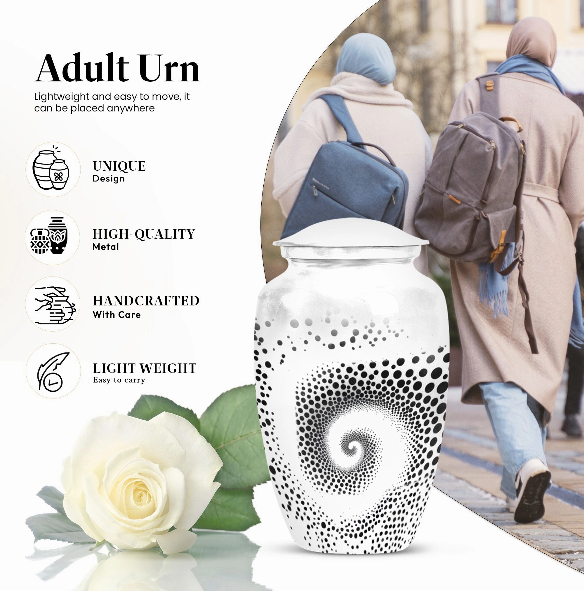 Spiral Ascendancy: Elegant Burial Urn for your Loved One's  Ashes