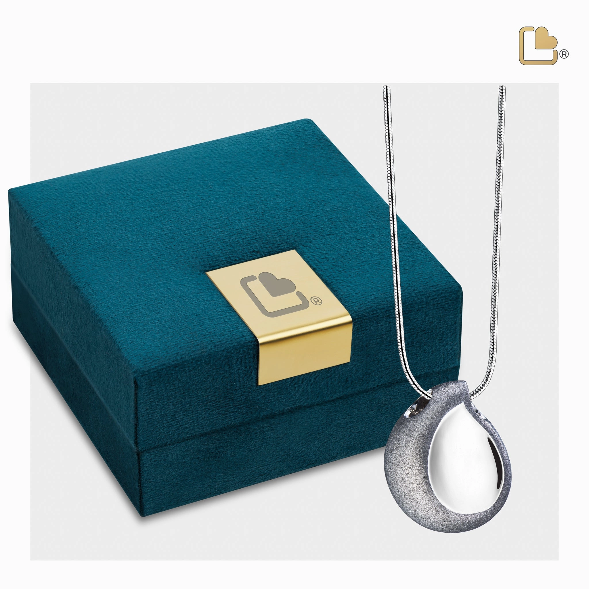 TearDrop Rhodium Plated Two Tone Sterling Silver Cremation Pendant