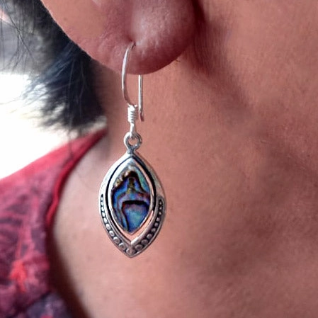 Translucent Earrings, Abalone - Sterling Silver, Indonesia