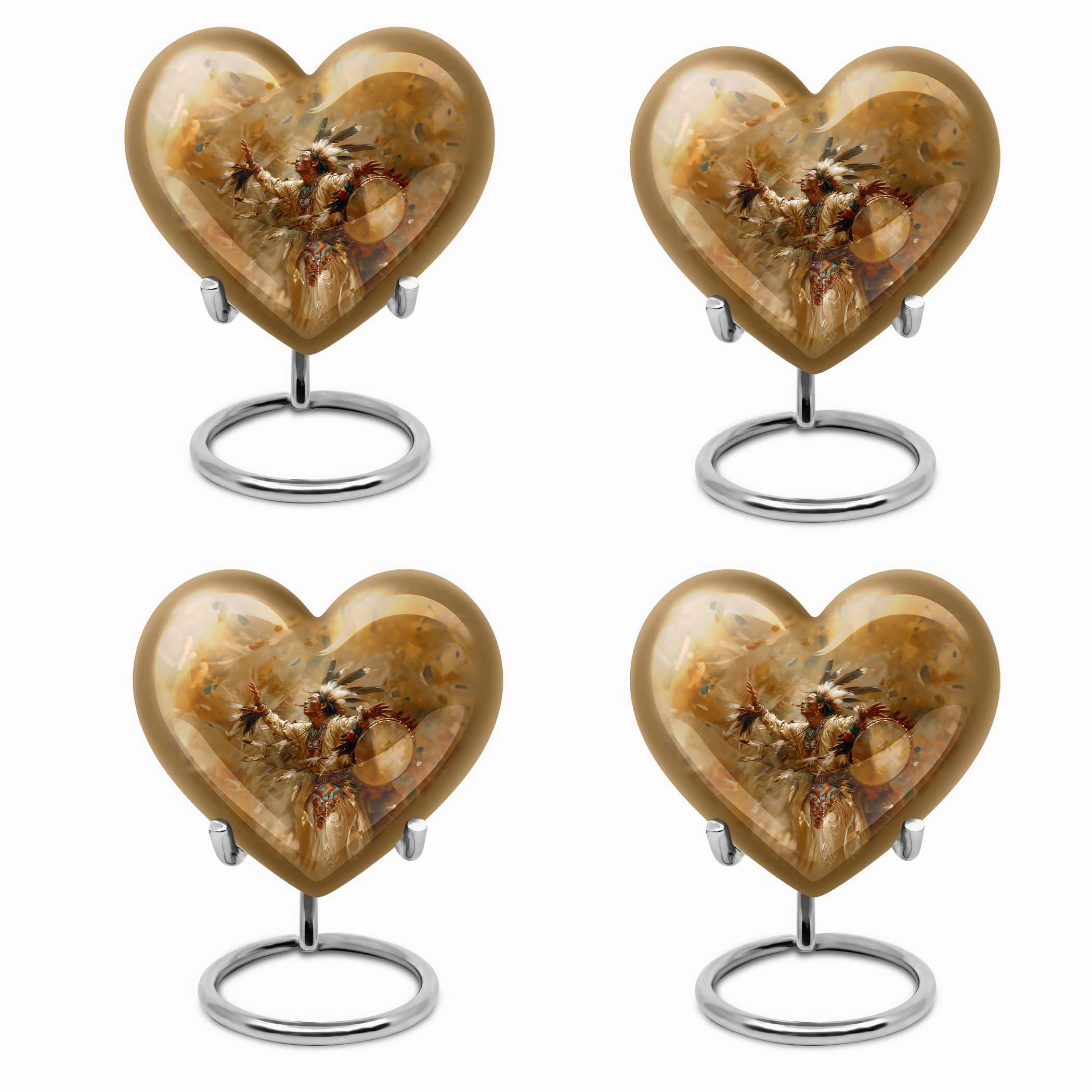 Tribe Man Cremation Urn of  Wolf Howling Theme Heart