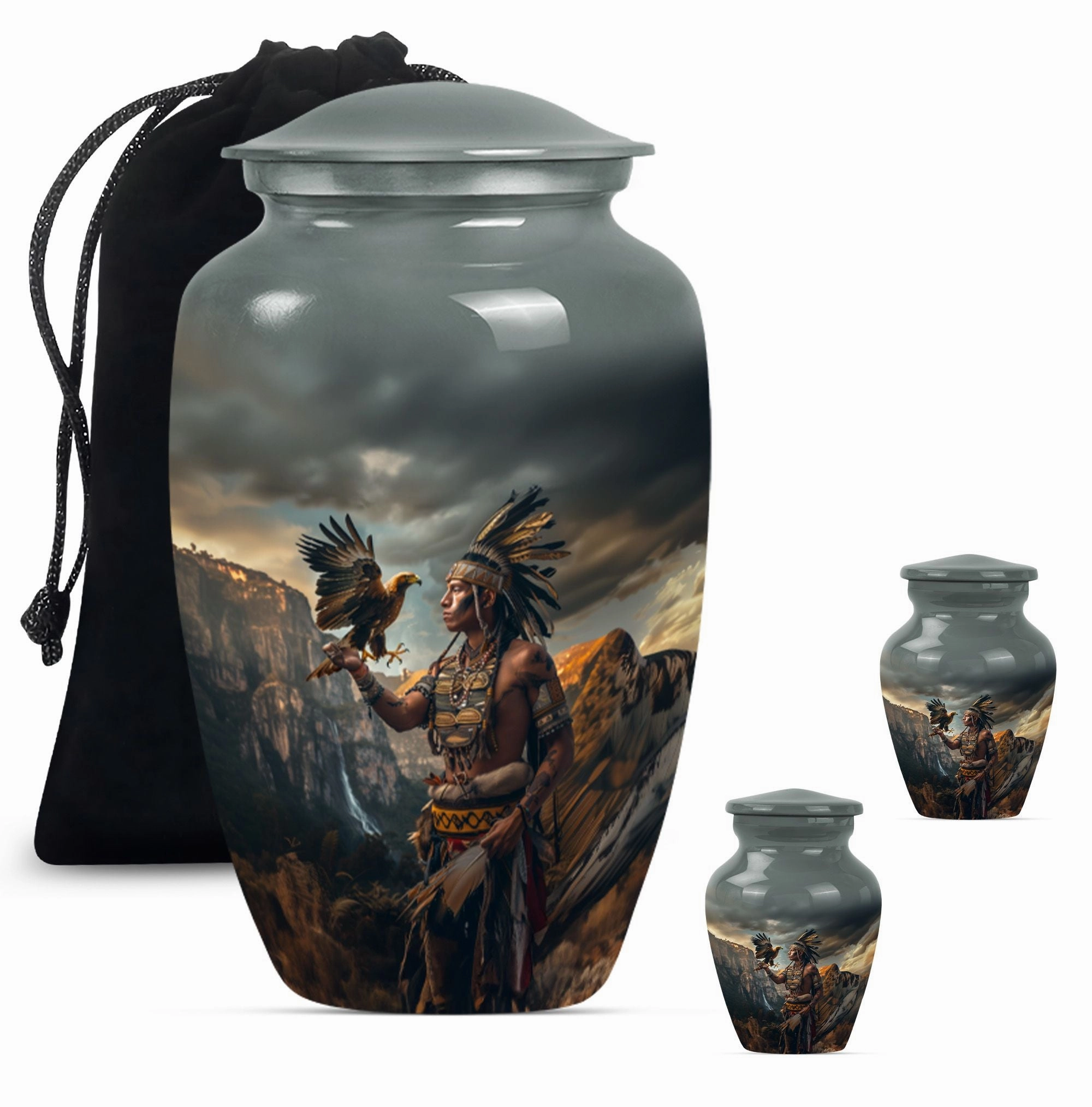 Tribe Man Memorial Urn: Classic Large Cremation Urn for Dad