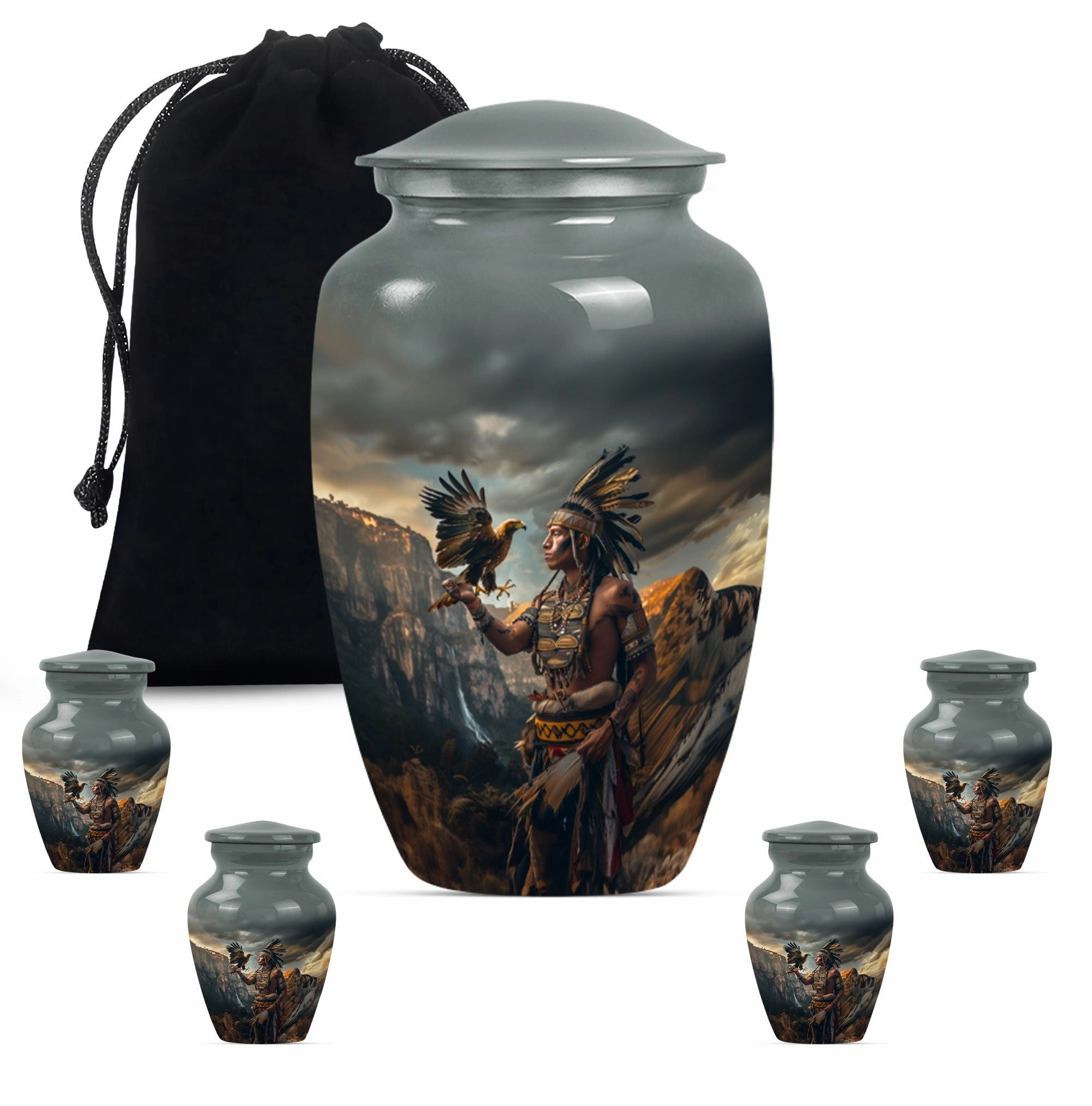 Tribe Man Memorial Urn: Classic Large Cremation Urn for Dad