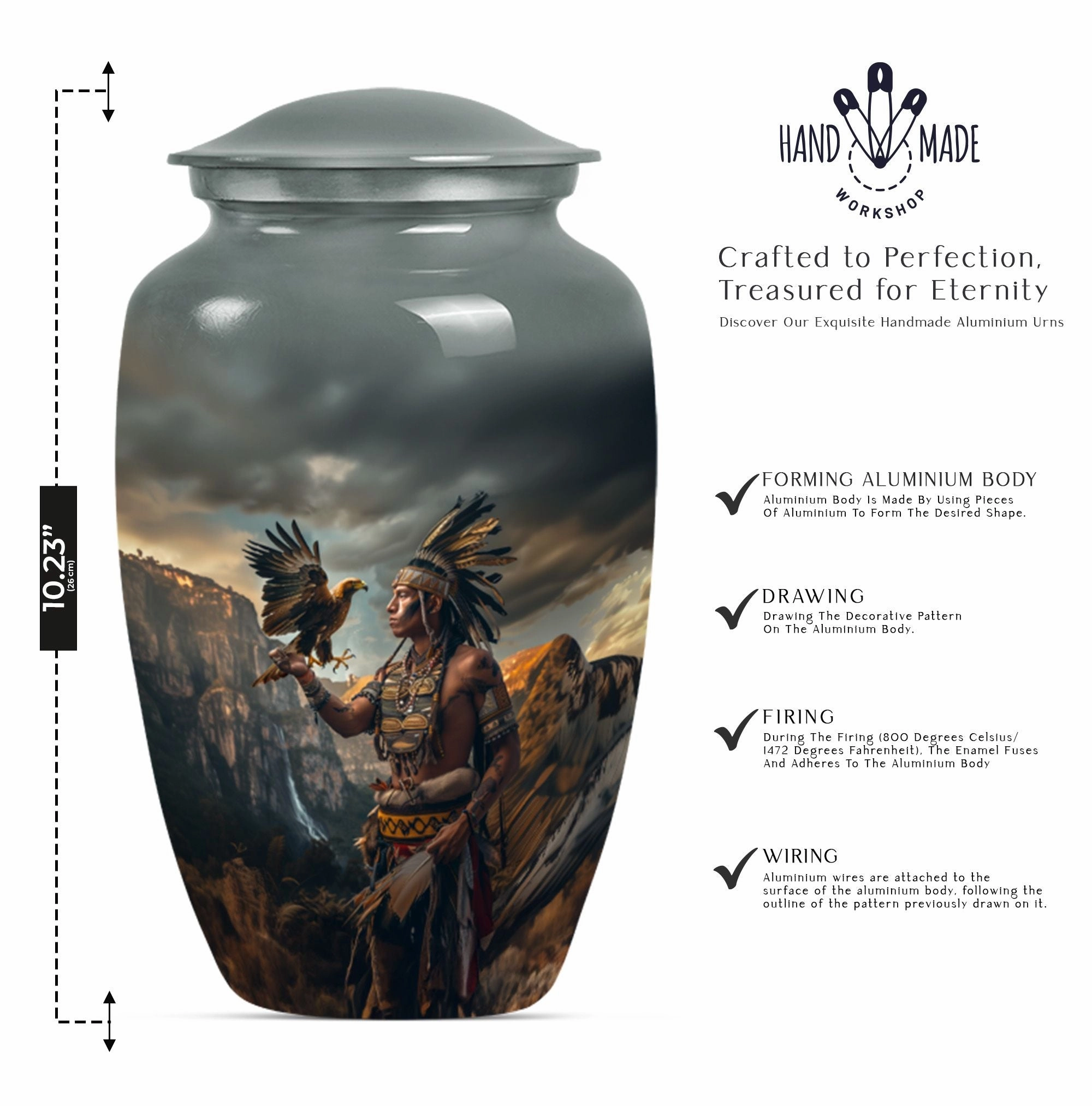 Tribe Man Memorial Urn: Classic Large Cremation Urn for Dad