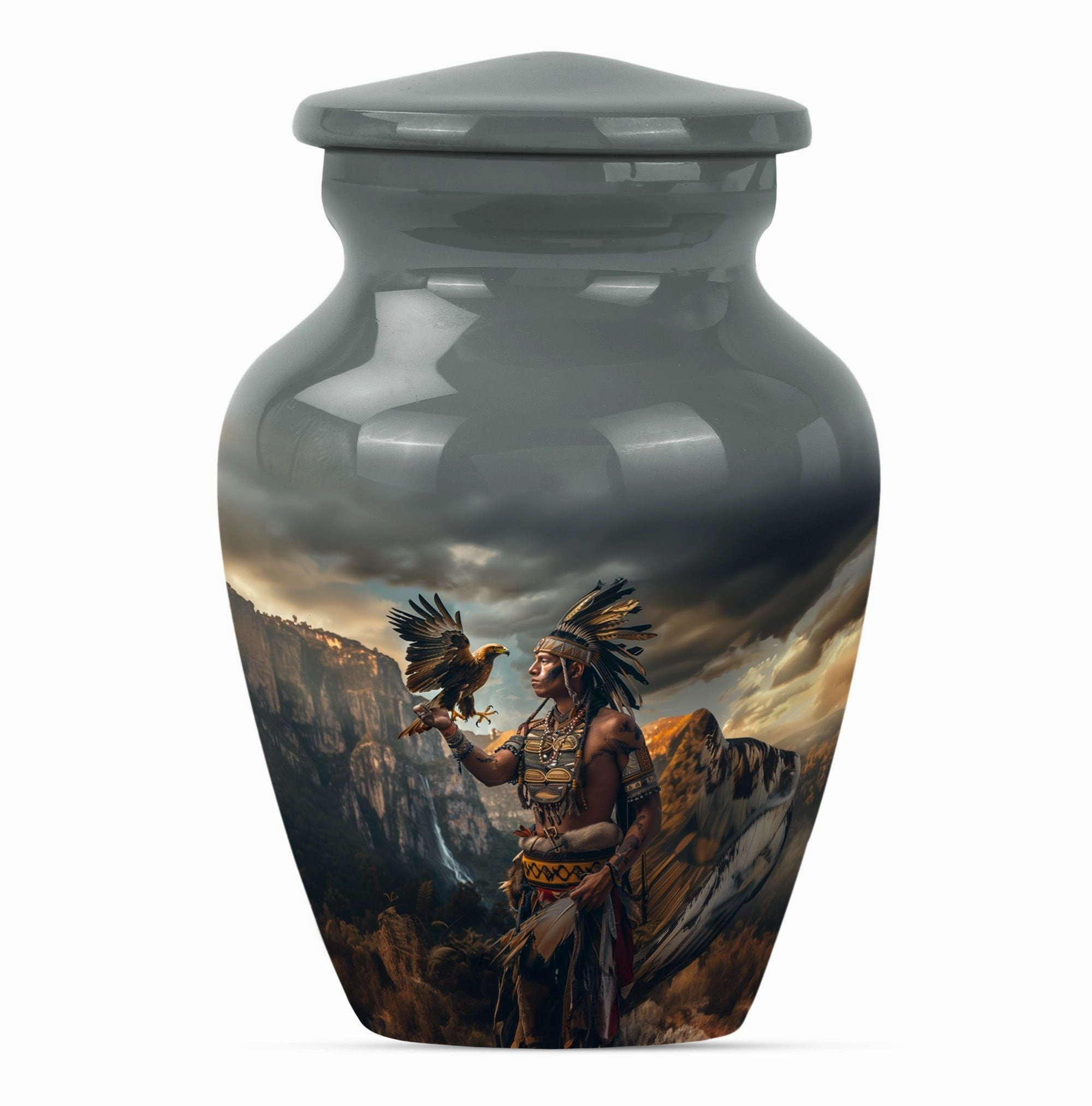 Tribe Man Memorial Urn: Classic Large Cremation Urn for Dad