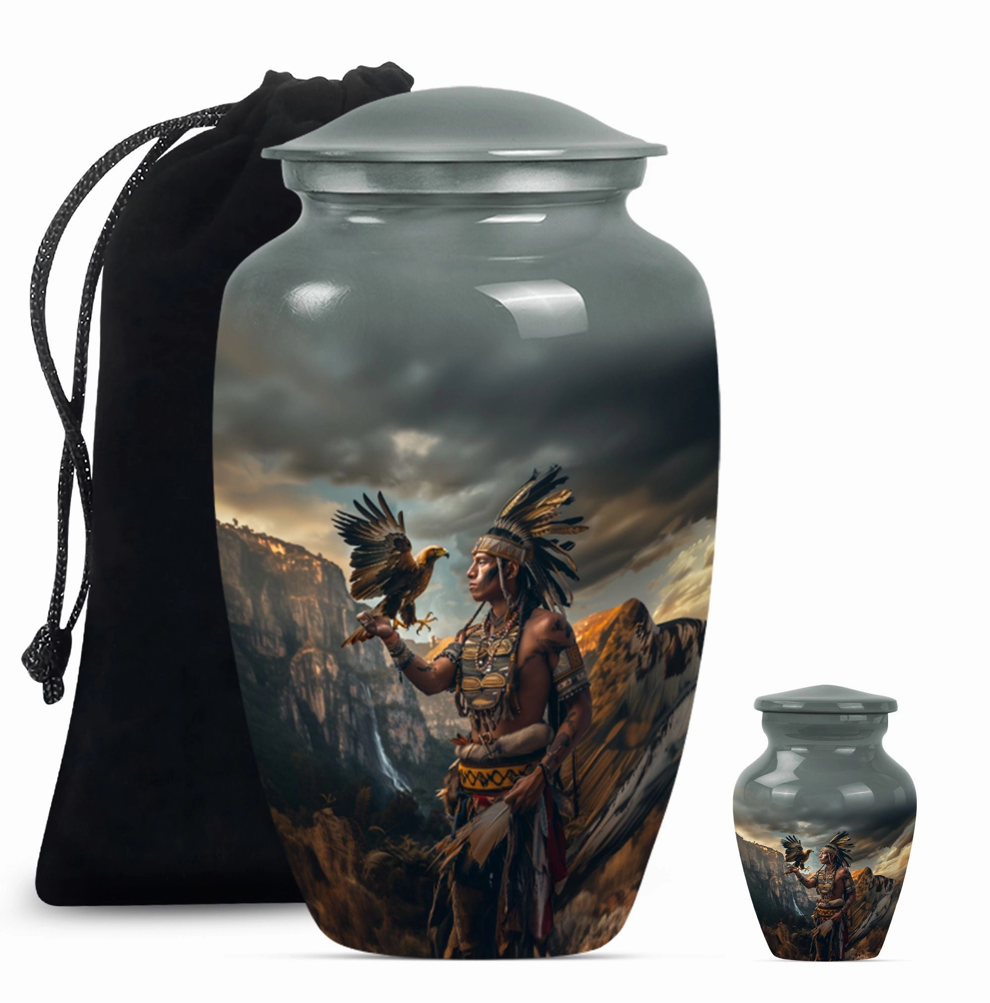 Tribe Man Memorial Urn: Classic Large Cremation Urn for Dad