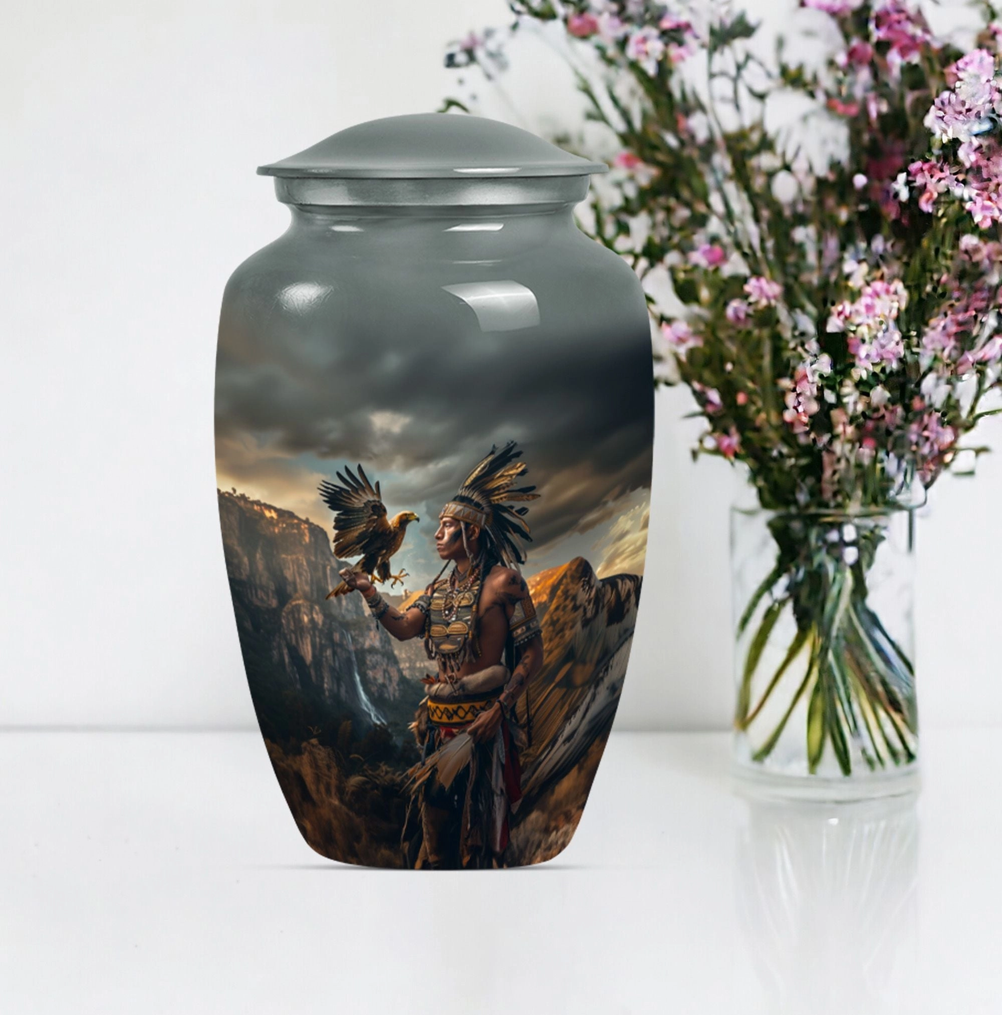 Tribe Man Memorial Urn: Classic Large Cremation Urn for Dad