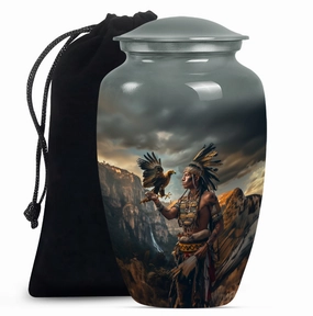 Tribe Man Memorial Urn: Classic Large Cremation Urn for Dad