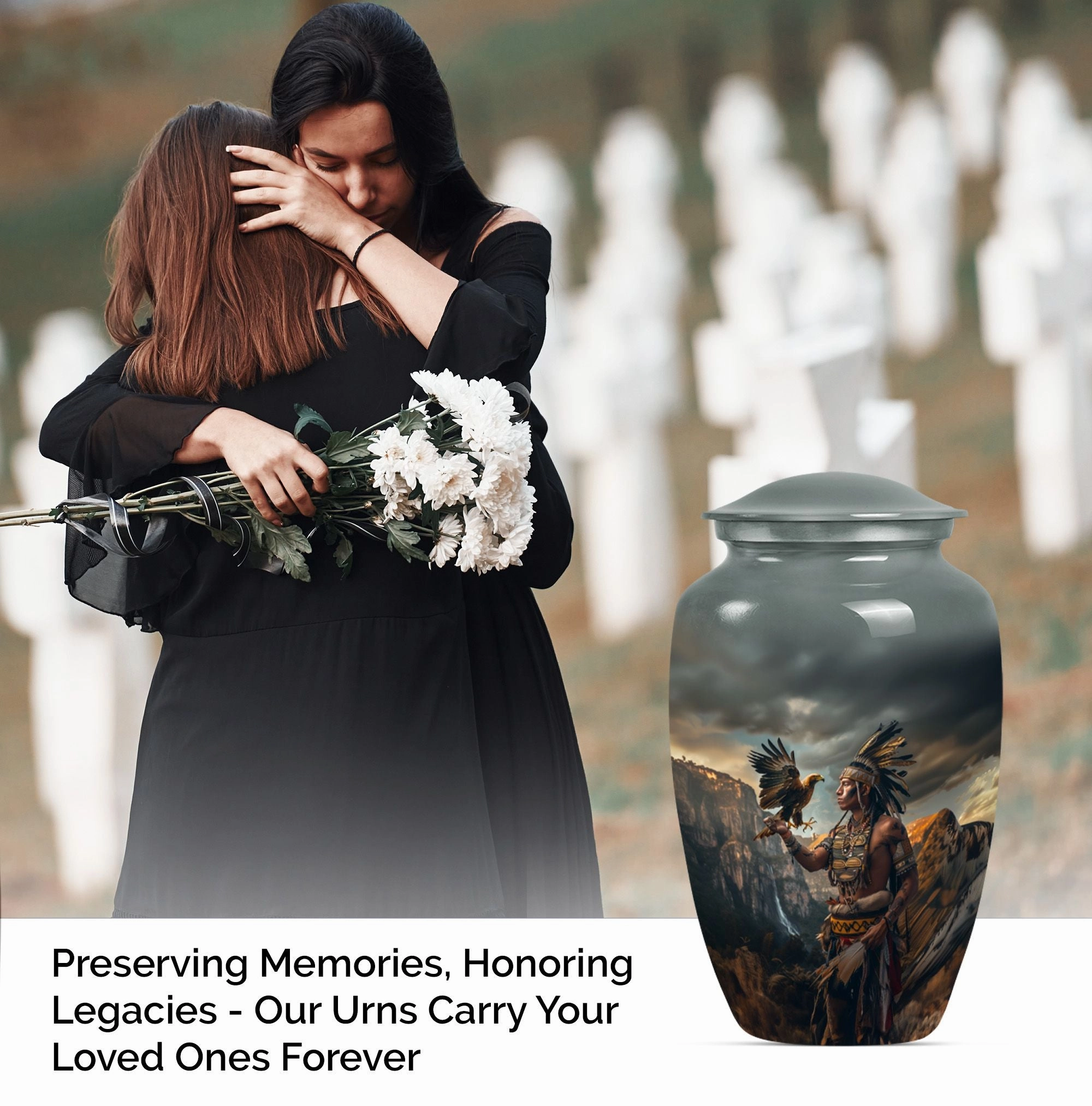 Tribe Man Memorial Urn: Classic Large Cremation Urn for Dad