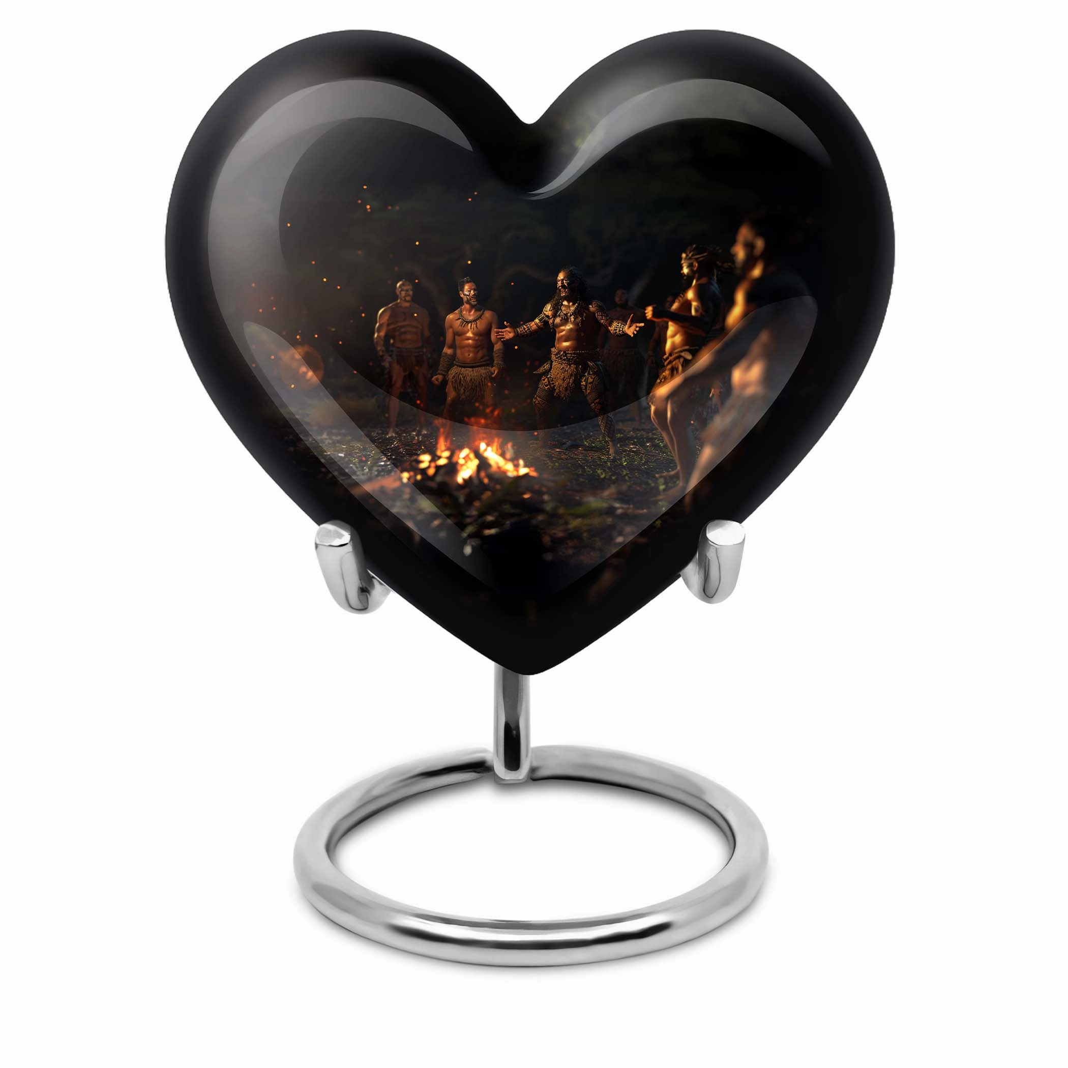 Tribe Man Urn - Wolf Howling Heart Aluminium Cremation Urn for Adult Male