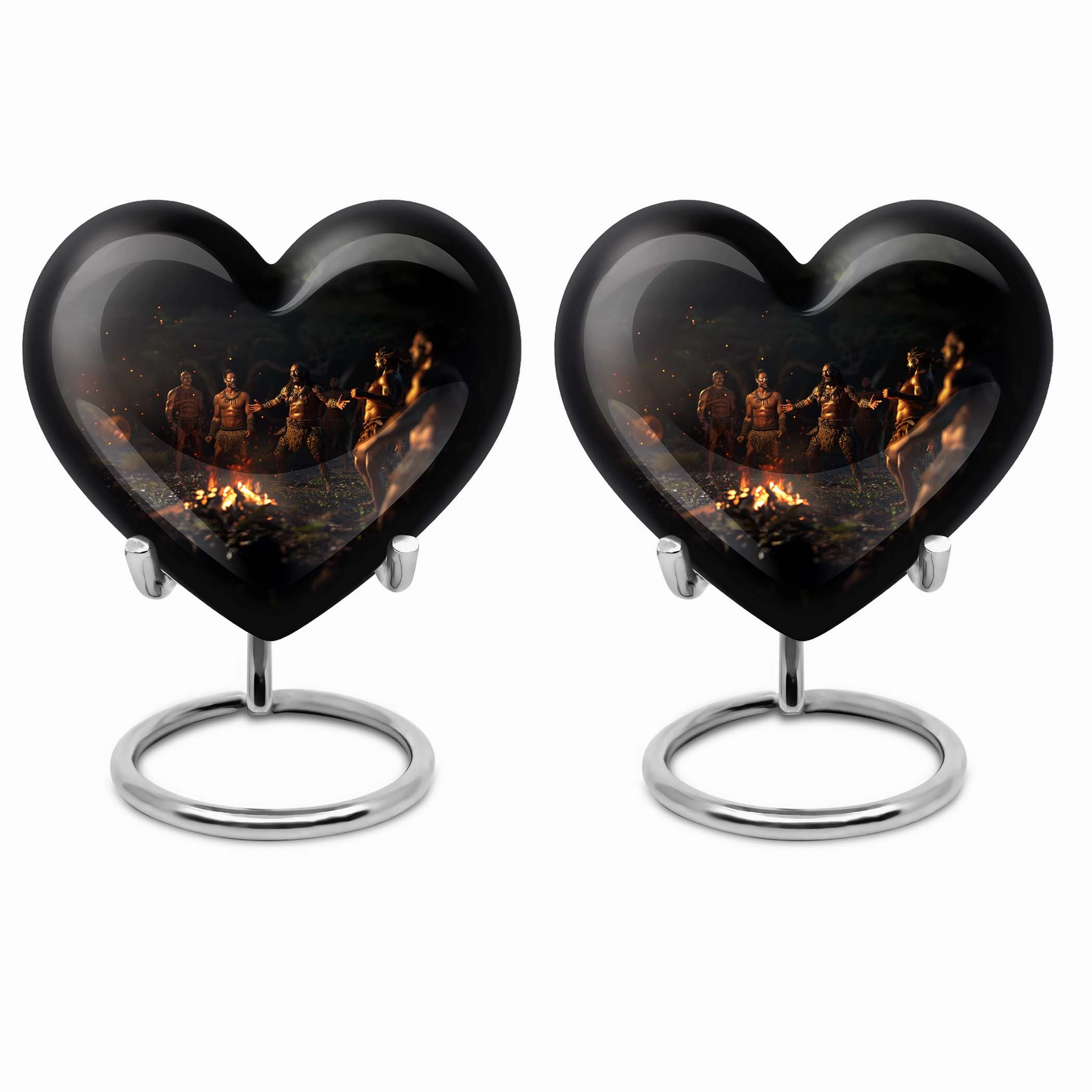 Tribe Man Urn - Wolf Howling Heart Aluminium Cremation Urn for Adult Male