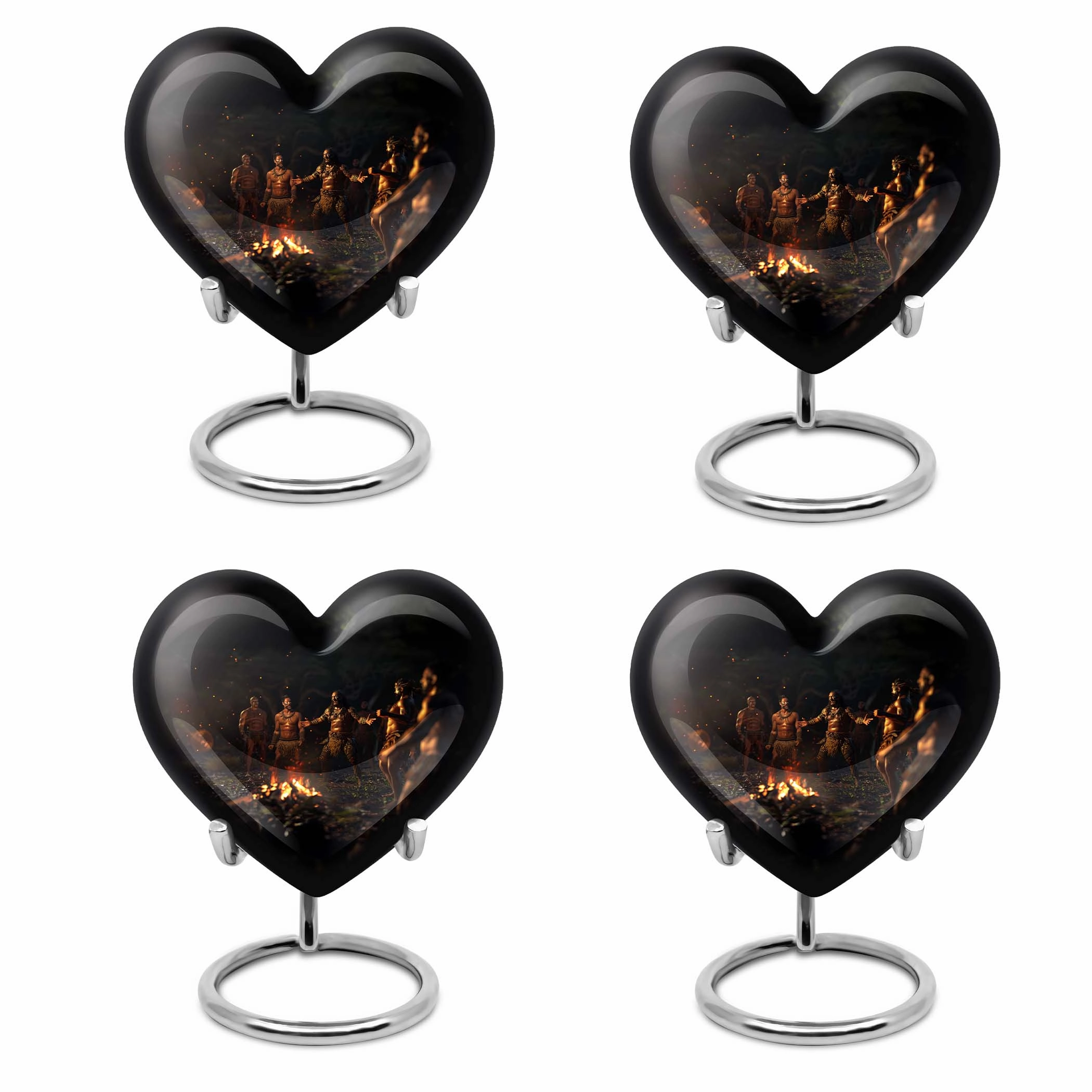 Tribe Man Urn - Wolf Howling Heart Aluminium Cremation Urn for Adult Male