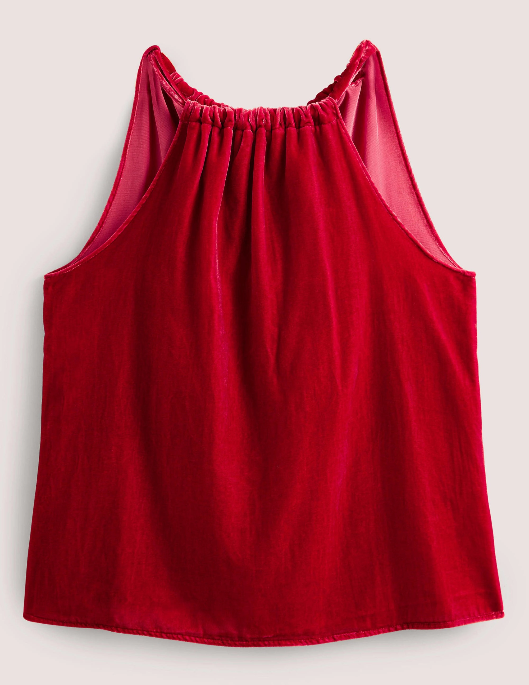 Velvet Halterneck Top-Poinsettia Red