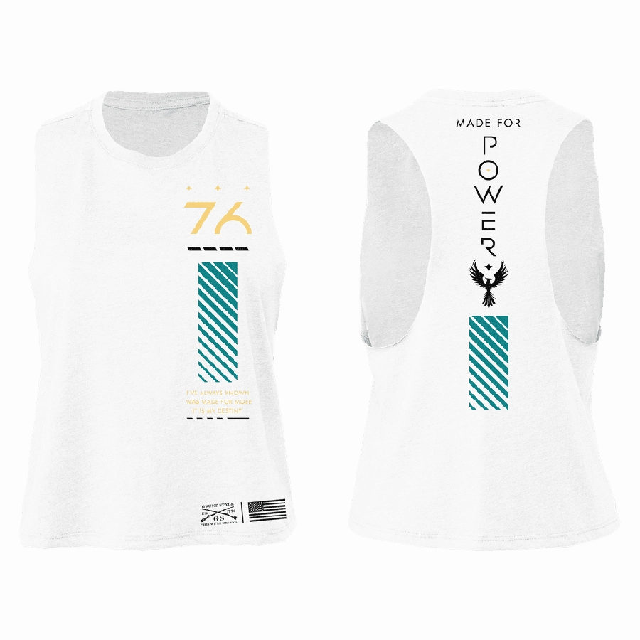 Women's Made For Power Racerback Cropped Tank - White